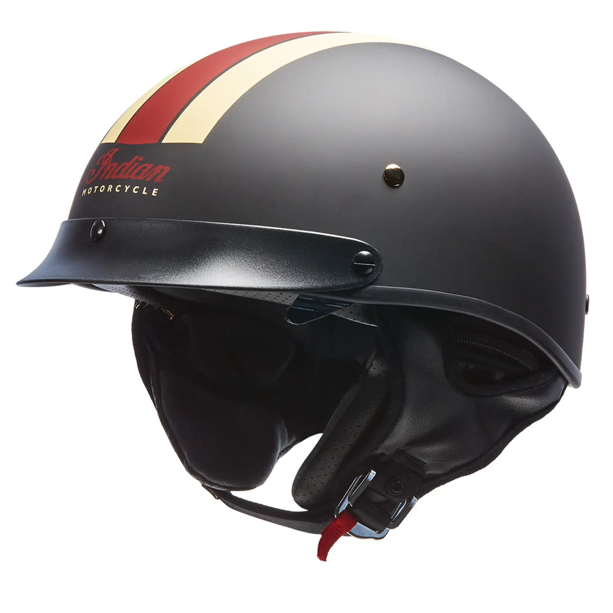 Indian Motorcycle Half Helmet with Retro Racing Stripe