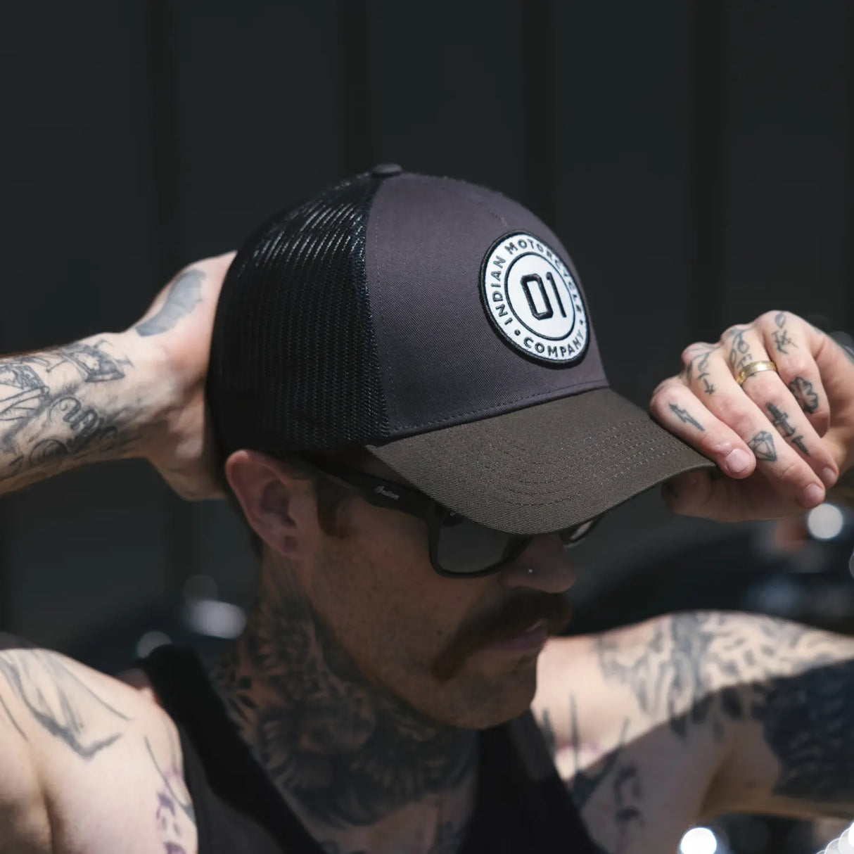 Indian Motorcycle 01 Patch Trucker Cap