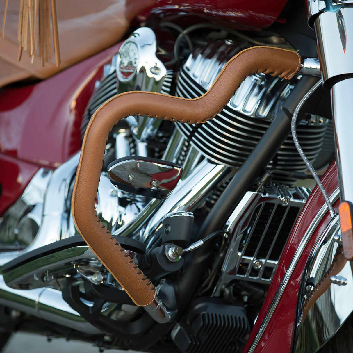 Indian Motorcycle Genuine Leather Mustache Highway Bar Wraps - Pair