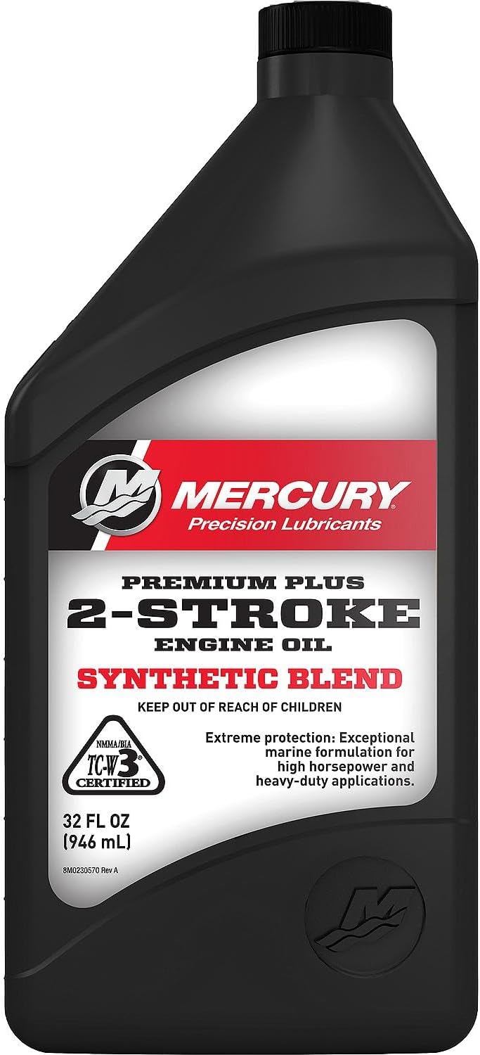 Mercury 2-Stroke Premium Plus Synthetic Blend Marine Engine Oil, 1 Quart 858026K01