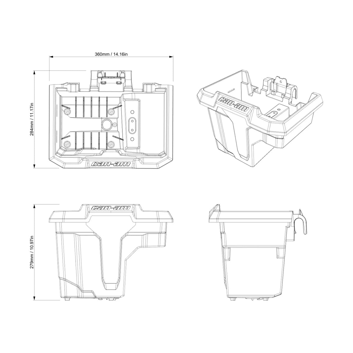 Can-Am Defender Center Underseat Storage Bin (7 L)