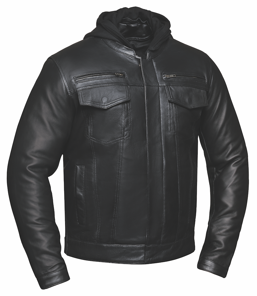 UNIK Dragon Men's Hooded Vented Lambskin Leather Motorcycle Jacket