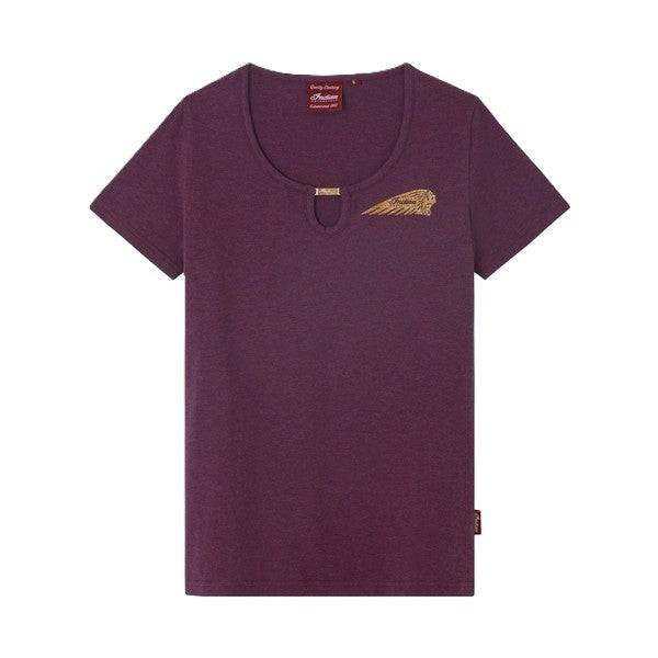 Indian Motorcycle Womens Keyhole Glitter Print Tee