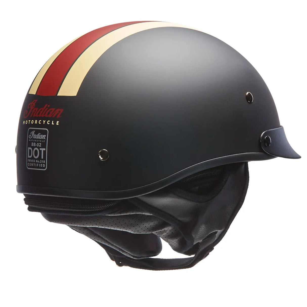 Indian Motorcycle Half Helmet with Retro Racing Stripe