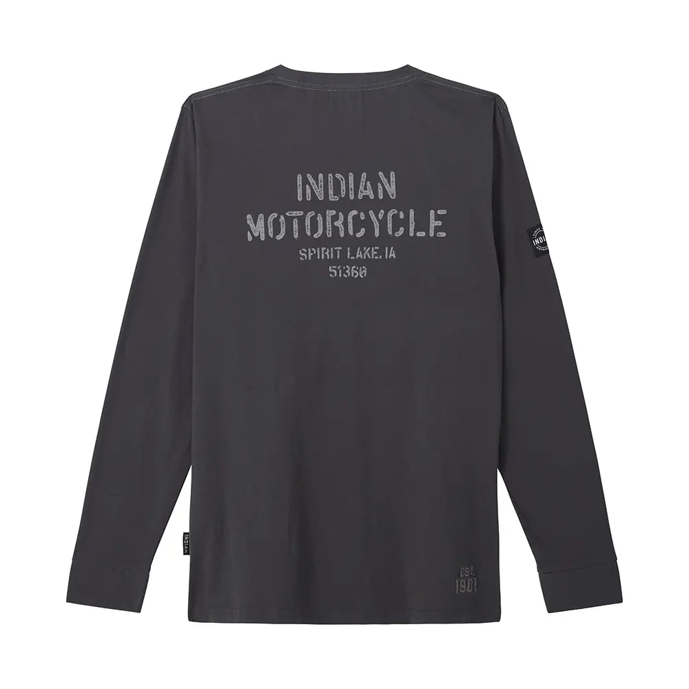 Indian Motorcycle Men's Stencil Logo Long Sleeve T-Shirt