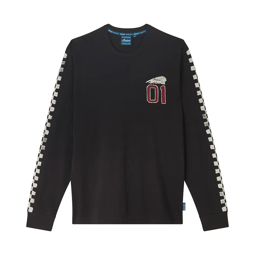 Indian Motorcycle Men's Checkered Graphic Long Sleeve T-Shirt