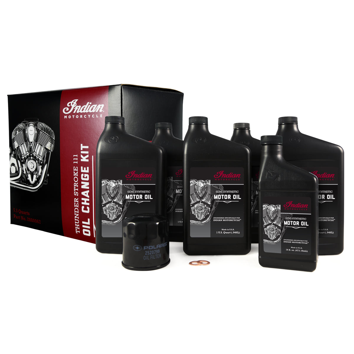 Indian Motorcycle Thunderstroke Oil Change Kit, Fits Thunderstroke 111 and 116 engines