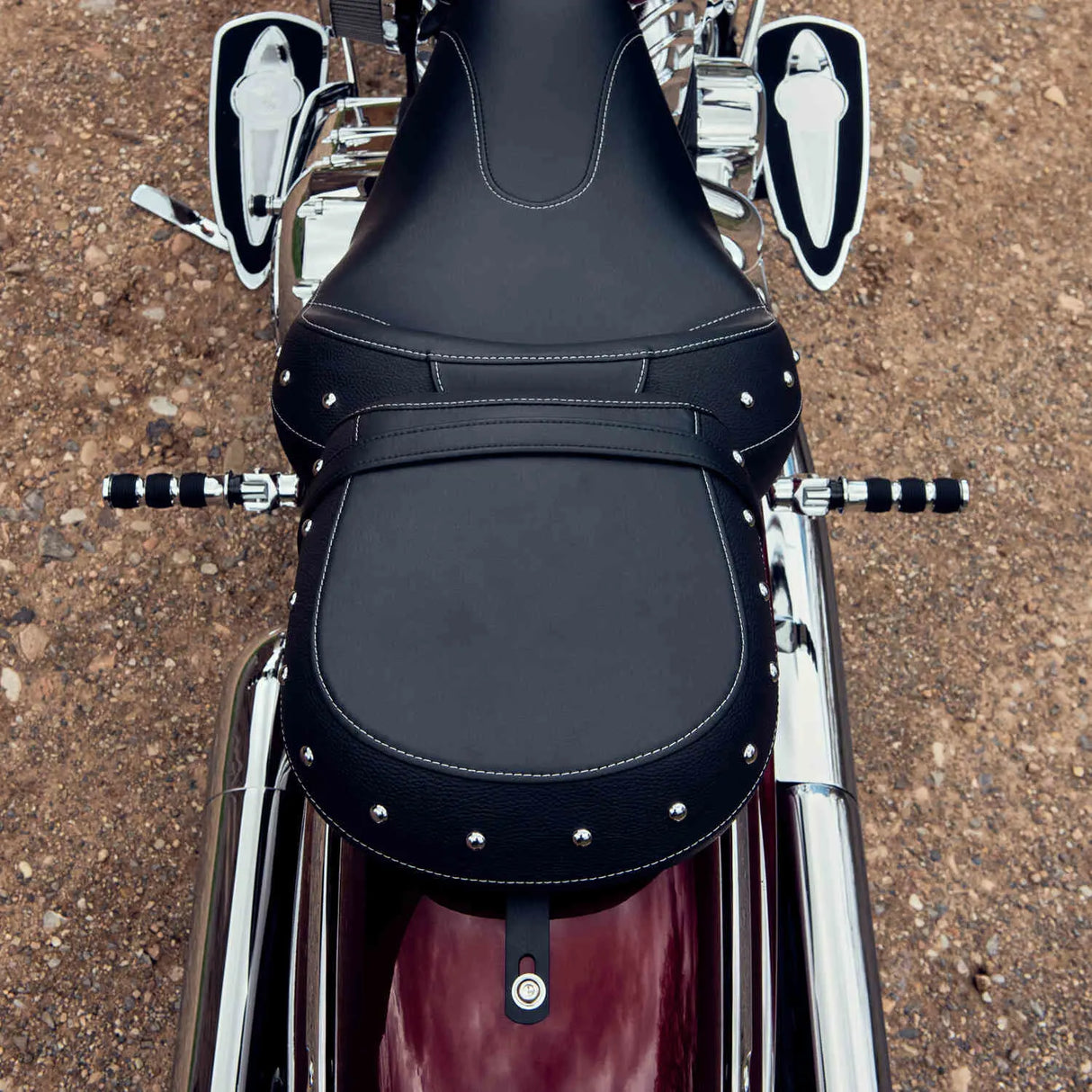 Indian Motorcycle All-Weather Vinyl Passenger Seat - Black with Studs