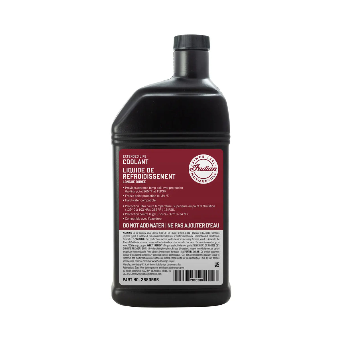 Indian Motorcycle 50/50 Premix Extended Life Antifreeze, 1 Qt