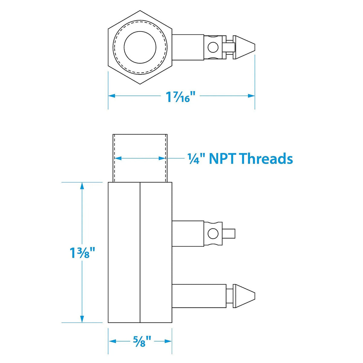 SeaChoice Deluxe Fuel Connector for OMC Outboard Motors – Male, 1/4" NPT