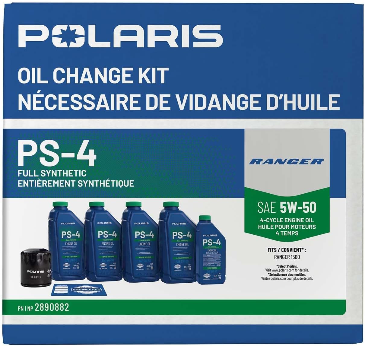 Polaris Oil Change Kit, for RANGER Models, Genuine OEM - 2890882