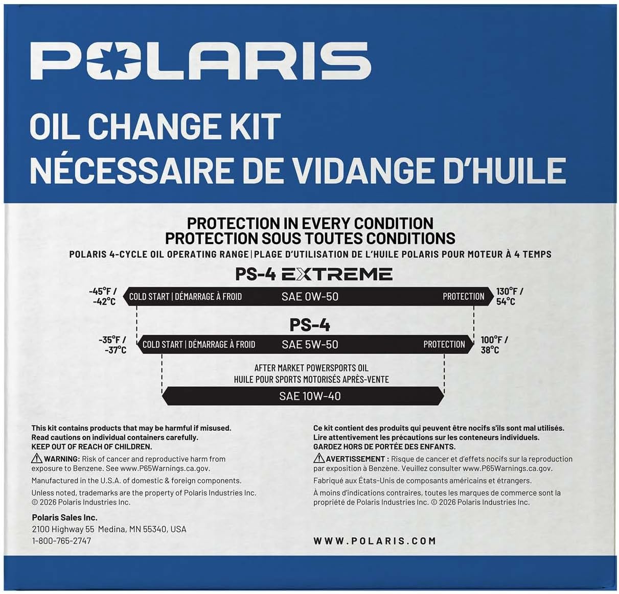 Polaris Oil Change Kit, for RANGER Models, Genuine OEM - 2890882