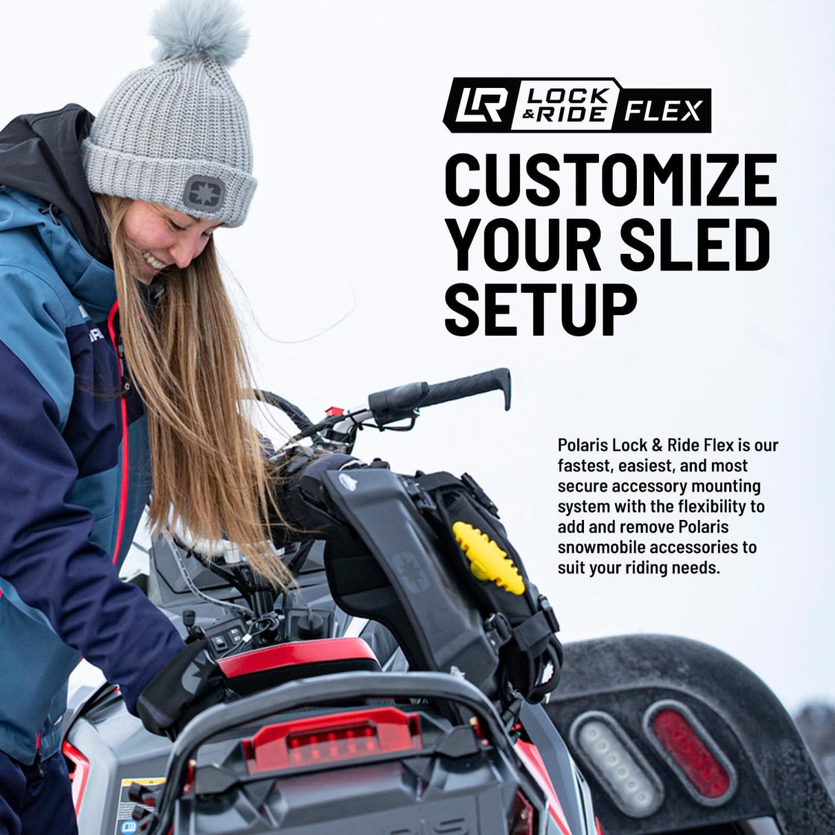 Polaris Snowmobile Lock & Ride Flex Adventure Tunnel Bag, Tal, Black,  Easy Install, Waterproof, Storage Bag for Gear - 2884456