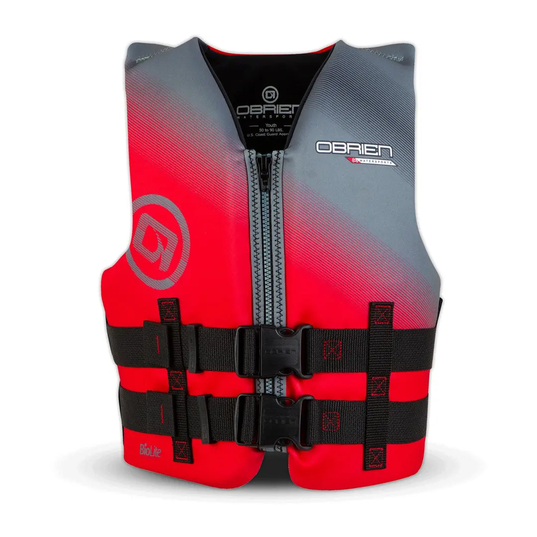 O'Brien Hinge Youth Life Jacket - Red - BioLite Kids’ Neoprene Life Vest (55–88 lbs)