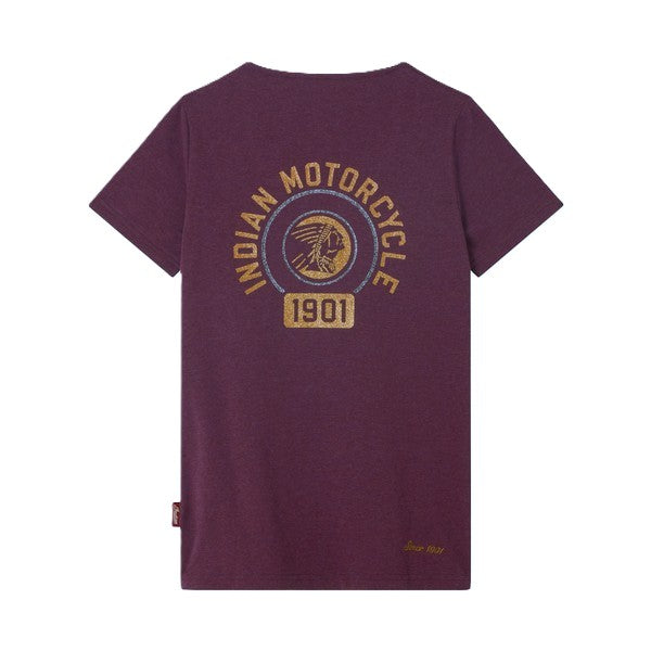 Indian Motorcycle Womens Keyhole Glitter Print Tee