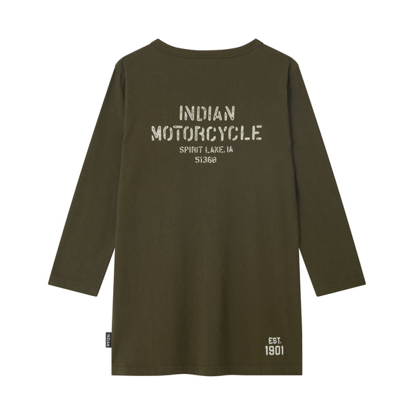 Indian Motorcycle Women's Stencil Logo Henley Long Sleeve Tee